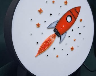 Rocket Night Light with LED Backlight - Kids Room Decor