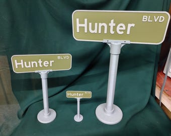 Custom Scaled Street Sign with Holder – Personalized Text & Color
