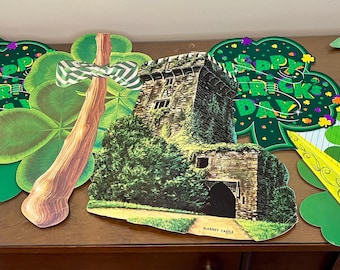 Vintage 1980s St Patrick’s Day Die Cut Wall Decor Lot - Shamrocks, Leprechauns, Irish Themes, etc. Lot 4