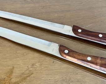 Vintage RS Carving Knife Set Stainless Steel Japan 8” & 10.5” Mid Century Knives