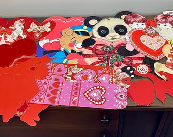 Vintage 1980s Valentine’s Day Die Cut Wall Decor Lot - Hearts, Cupids, Flowers, etc. Lot 3