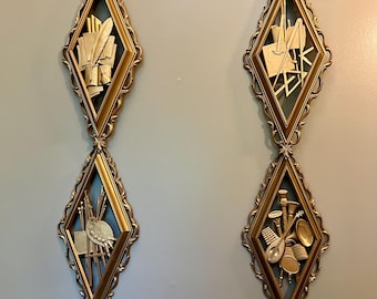 Syroco Hollywood Regency Wall Plaques, Set Of 4, MCM Art/Music/Literature/Architecture/Design - Excellent