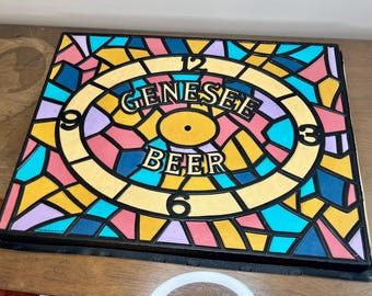 Vintage Genesee Beer Light-up/backlit Shadow Box Bar Sign W/clock