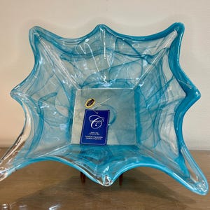 Murano Glass Centerpiece Bowl - Large, Blue, Decorative Art - Vetrerie Chirico Srl - Handmade in Italy