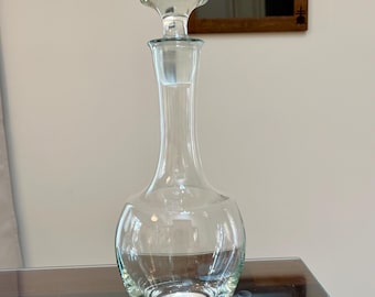 1950s French Crystal Decanter: Mid Century Modern Carafe (14.5")