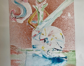 Three Vintage Abstract Expressionist Modernism Lithograph Art Prints, 1999-2000, Signed Nicolas Flores, Raw Prints
