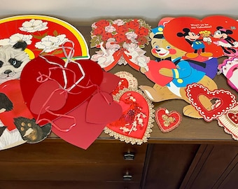 Vintage 1980s Valentine’s Day Die Cut Wall Decor Lot - Hearts, Cupids, Flowers, etc. Lot 1