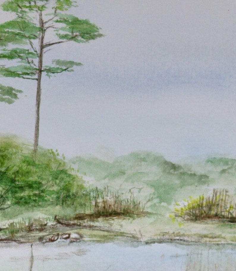The Lake at Topsail Hill original watercolor painting by Cindy Vaughan. 9x12 matted for 12x16 frame. Not a print. Florida landscape. image 3