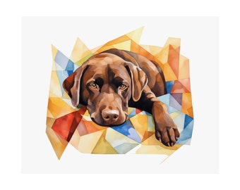 Chocolate Labrador Print | Modern  Dog Portrait / Poster / Wall Art - Ready to Hang, Versatile and Vibrant on Fine Art Paper