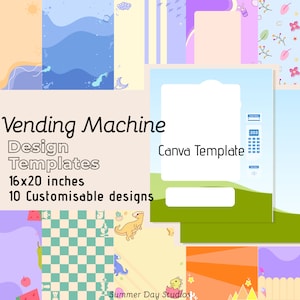 Vending Machine Design Template - Customizable and Editable 16x20 Template - 10 Unique Wallpaper Design - Canva Template bundle Tool