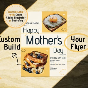 Plantillas editables de Canva para volantes de brunch: diseños de plantillas de Canva personalizables para crear carteles de forma sencilla: carteles del Día de la Madre