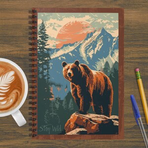 Stay Wild Grizzly Spiral Notebook Lined