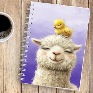 Lindo cuaderno espiral con diseño de alpaca, líneas rayadas, diario para mejores amigos, pollito, regalo para adolescentes, cuaderno para niños, notas de campo divertidas para amantes de la naturaleza y los animales de granja