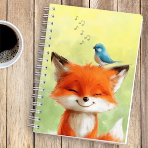 Lindo Fox Cuaderno espiral Línea reglada Besties Diario Bluebird Adolescente Regalo Cuaderno para niños Diversión Bosque Animal Amante de la naturaleza Notas de campo