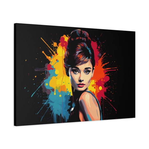 Audrey Hepburn Wall Art, Canvas Print, Abstract Art, Pop Art, Old