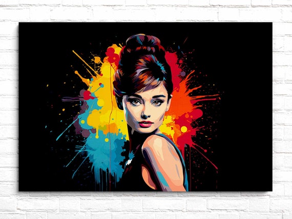 Audrey Hepburn Wall Art, Canvas Print, Abstract Art, Pop Art, Old