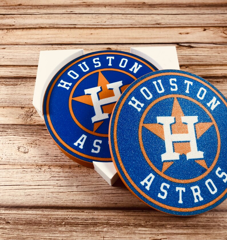 Coaster Set Custom Logo Houston Astros Baseball Coasters Gift for Any