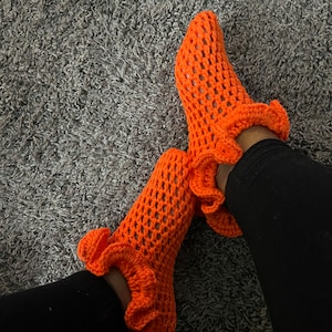 Crochet Footie Socks With Ruffles, Ruffle Booties, Slippers, Great Gift