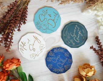 Custom Wedding Coasters, Cheap Premium Favors for Guests in Bulk, Personalized Coasters Party Favors, Small Thank You Gifts