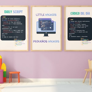 Bilingual Educational Poster Set for Programming Kids | Spanish-English Code Learning | Bilingual Digital Classroom Decoration