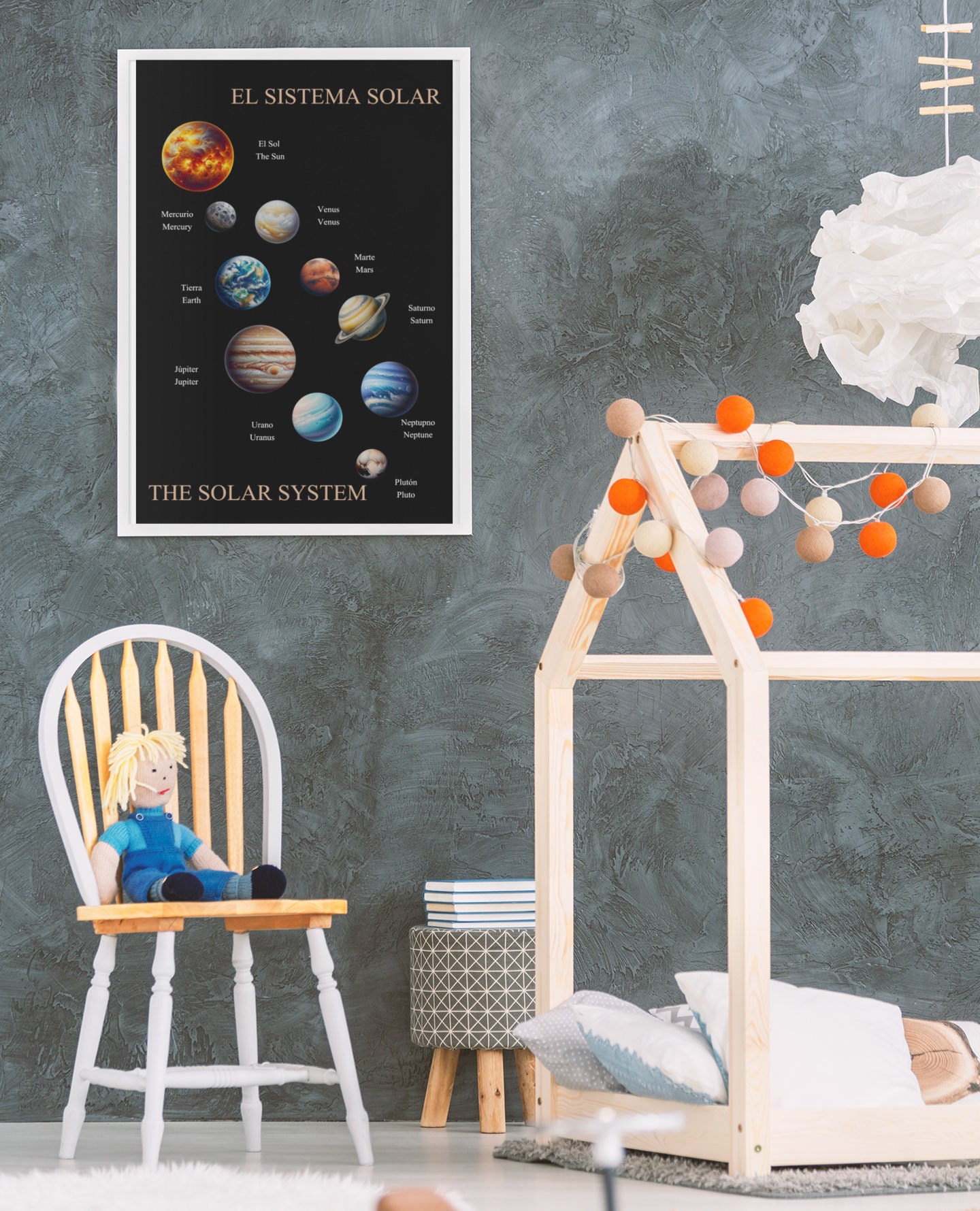 Bilingual Solar System Poster, Space Art Education for Students Ages 6 ...