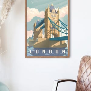 London Digital Print | Tower Bridge Art | UK Cityscape | London Wall Art | Printable London Travel Decor | Modern Tower Bridge Poster