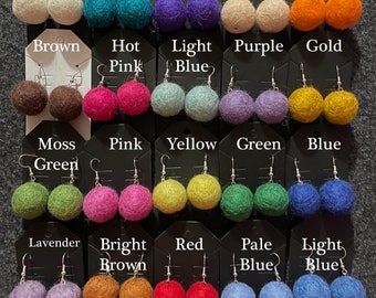 Felted Ball Earring 20 color options