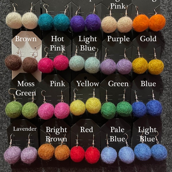 Felted Ball Earring 20 color options
