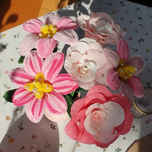 Bouquet di fiori personalizzato, festa della mamma, compleanno, matrimonio, regalo, scovolini fai da te, fiori di carta, rose, fragole al cioccolato