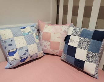 Handmade keepsake cushions made from the clothes of little ones and loved ones.