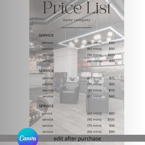 price list