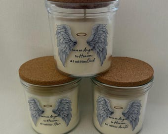 Memorial Candle, Angel in Heaven Remembrance, Vanilla Coconut Scent, Bereavement Keepsake