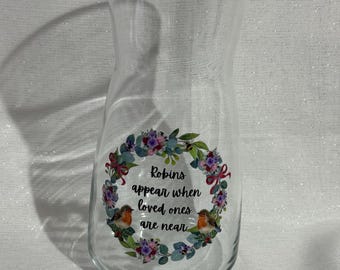 Robin Memorial Vase, Sympathy Gift, Loss Of Loved One Present, Robin Keepsake
