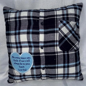 Memory Shirt Pillow, Custom Keepsake Cushion, Loved One's Clothing Memorial, Bereavement Gift UK