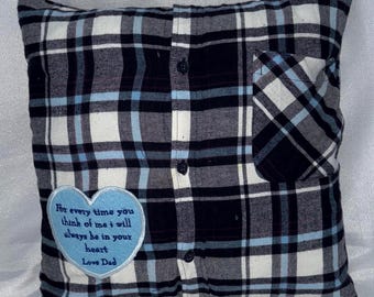 Memory Shirt Pillow, Custom Keepsake Cushion, Loved One's Clothing Memorial, Bereavement Gift UK