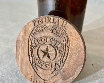 Personalized Walnut Police Bottle Opener
