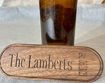 Personalized Walnut Name Plate Bottle Opener