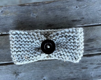 Buttoned Bliss Knitted Ear Warmer