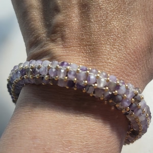 Amethyst Bangle Bracelet: Natural Crystal Statement Jewelry (7.5-8.5 inch)