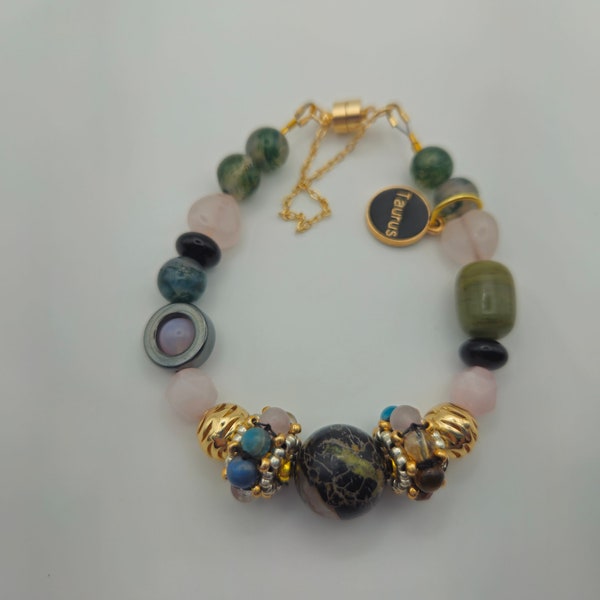 Taurus power chakra bracelet|magntic clasp|fits 7-8"|Astrology|healing jewelry||Birthday gift for her