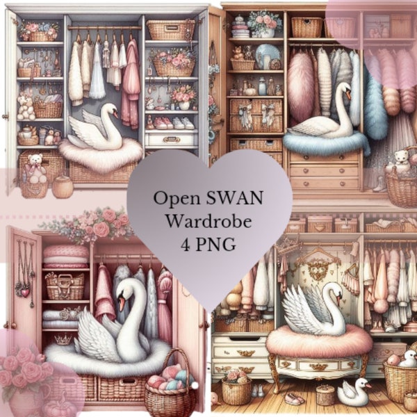 4PNG, swan open wardrobe closet ver. 1 | Clear background