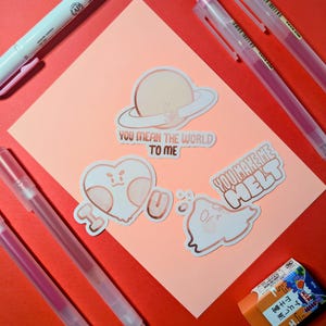 Valentinstag Aufkleber Set | Glossy Aufkleber | Wasserfest | Für Laptop, Bullet Journal, Notizen