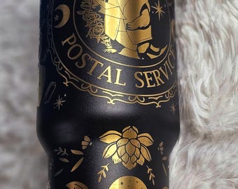 Crescent City 40 Oz Tumbler with Handle Black and Gold