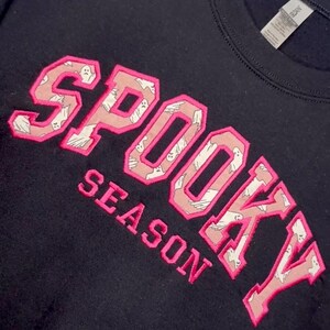 Spooky season appliqué embroidered sweatshirt Crewneck glow in the dark