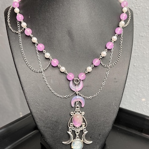 Triple goddess moon necklace