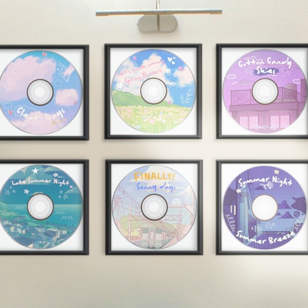 Music Wall Art Printables Set of 6, Y2K Poster Prints, CD Digital Print, Retro Printables, Digital Prints Download
