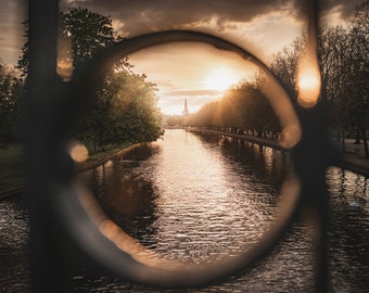 Bedford embankment at golden hour canvas print