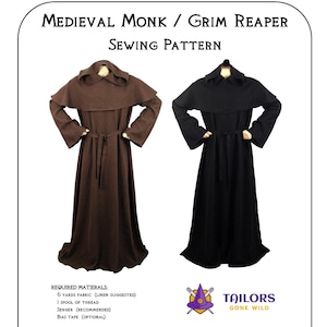 Medieval Monk / Grim Reaper Sewing Pattern - Renaissance Costume Cosplay Unisex Pattern