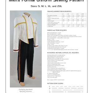 Men&#39;s Formal Uniform Sewing Pattern