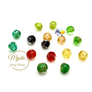 12 Pcs Firefly Glow in the Dark Glass Beads for Jewelry Making bracelet 8mm European Luminous Glowing Glass Assorted Rainbow Color 1mm Hole